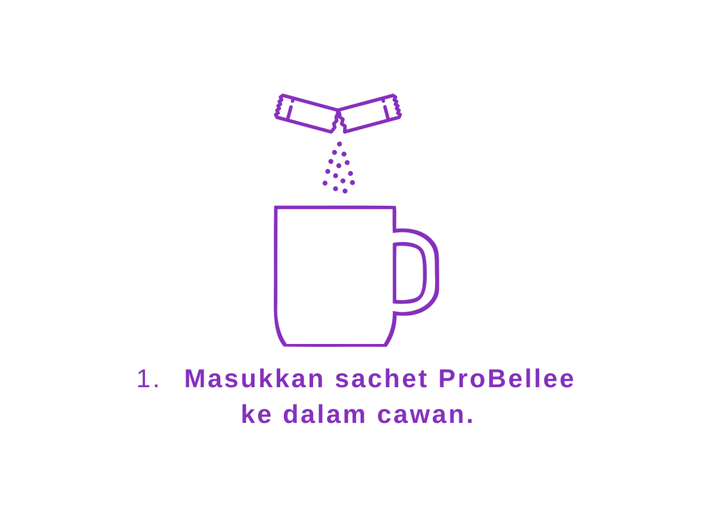 Langkah 1: Masukkan sachet ProBellee ke dalam cawan.